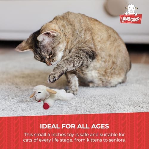 Multipet Lamb Chop Cat Plush Toy w/Catnip - Small Cat Chew Toy - Image 7