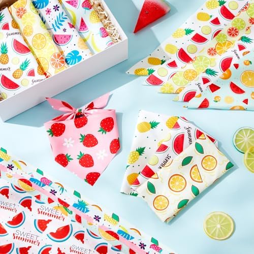 Weewooday 50 Pcs Fruit Dog Bandanas Bulk for Summer Soft Bibs Adjustable Triangle Pet Bandana for Small Medium Large Costume(Fruits Pattern, 31.5 x 21.7 X21.7 Inch) - Image 5