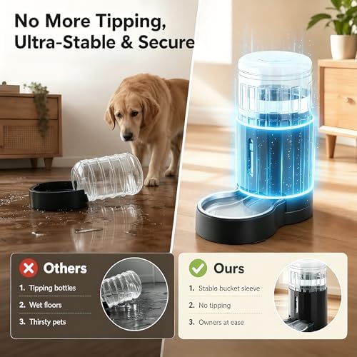 CZPET 5L Gravity Water Bowl Dispenser for Cats and Dogs (Black) - Image 3