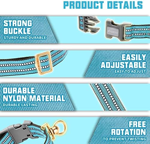 Auroth Dog Collar for Medium Large Dogs, Reflective Dog Collar, Soft Nylon Adjustable Dog Collars with Heavy Duty Metal D Ring Tangle Free (Medium:12"-19.6", Blue) - Image 2