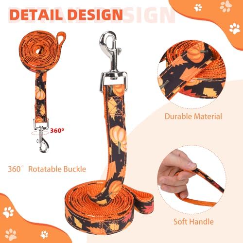 KOOLTAIL Fall Dog Harness and Leash Set for Small Medium Dogs, Thanksgiving Step in No Pull Comfort Padded Pet Vest, Adjustable Reflective Easy Walking Puppy Cats Harness Training, Leaf & Pumpkin S - Image 3