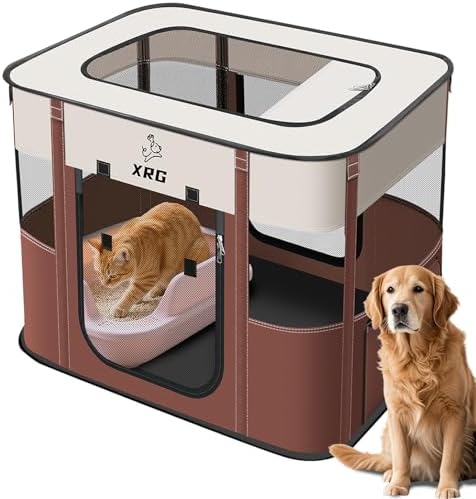 XRG Foldable Pet Playpen,Indoor Cat cage Puppy Crates M(31.5"x23.6"x21.7") by XRG