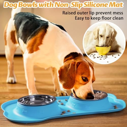 Hubulk Pet Dog Bowls 2 Stainless Steel Dog Bowl with No Spill Non-Skid Silicone Mat + Pet Food Scoop Water and Food Feeder Bowls for Feeding Small Medium Large Dogs Cats Puppies (X- Large, Turquoise) - Image 6