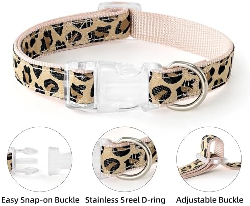 Mile High Life Leopard Dog Harness Collar Leash Set, Adjustable No Pull Dog Halter Harness for Small Breed Dogs, Easy Control for Training Walking (Beige, M Chest 15"-21", Neck 13"-17") - Image 4