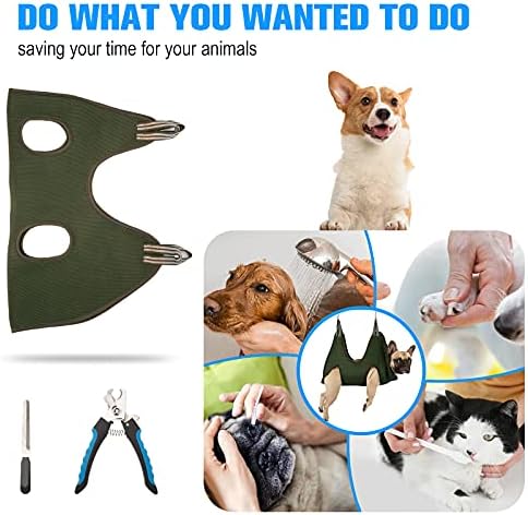 Kkiimatt 10 in 1 Dog Pet Grooming Hammock Harness with Nail Clippers, Nail File,XL Size Dog Hammock for Nail Trimm,Grooming Sling Holder Hanger Restraint for Claw Care - Image 2