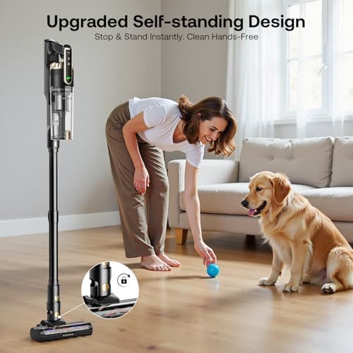 Trucozie Cordless Vacuum Cleaner, Self-Standing Lightweight Stick Vacuum with 50 mins Runtime, Powerful Suction, Anti-Tangle Wireless Vacuum for Home, Hardwood Floor, Carpet, Pet Hair, Black - Image 6