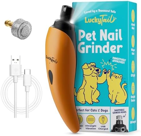 LuckyTail Dog Nail Grinder, Whisper-Quiet, Low-Vibration Trimmer with Light by LuckyTail