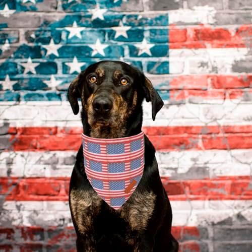 PTDECOR American Flag Dog Bandana, 4th of July Patriotic Pet Scarf, Large - Image 2