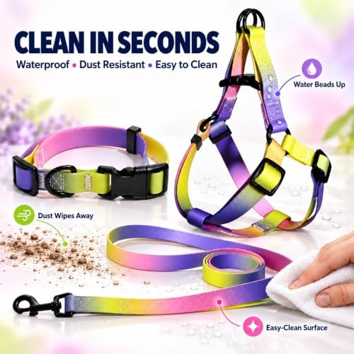 Dog Collar Harness and Leash Set, Adjustable Dog Harness Collar and Leash Set with Secure Metal Buckle, Waterproof PVC Adjustable Pet Harness for Large Dogs, Easy Walk Harness - Image 6