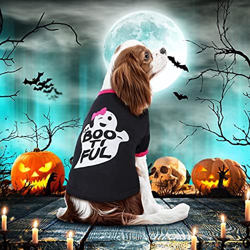 Weewooday 5 Pcs Halloween Dog Shirt Pumpkin Ghost Print,Scary Pattern,S - Image 6