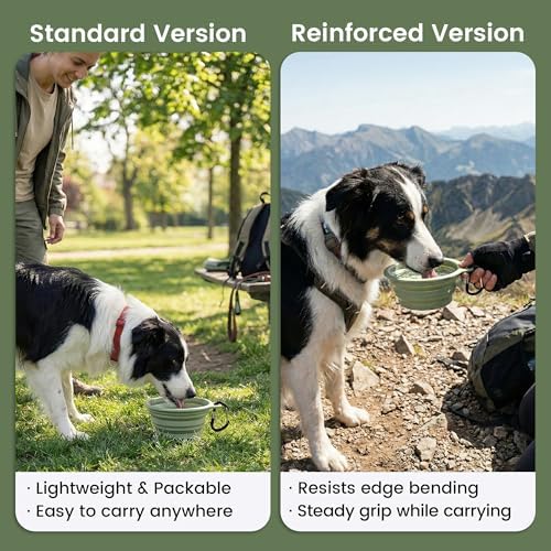 OHMO Large Collapsible Dog Bowls, Steel Rim, 27oz, 2pcs, Coral&Sage Green - Image 4