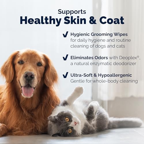 Vetnique DermaBliss Cat & Dog Grooming Wipes, Deodorizing Pet Wipes, 100ct - Image 5