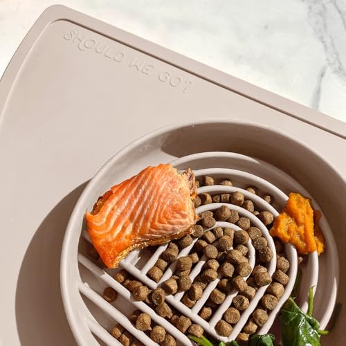 Slow Feeder Dog Bowl - Silicone Dog Bowl, Medium, 7.5" x 1.5" - Sand - Image 5