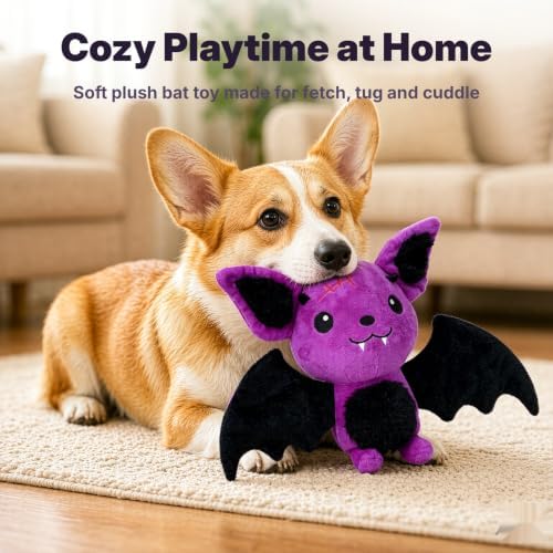 Blnboimrun Halloween Dog Toys for Aggressive Chewers, Squeaky Plush Bat with Crinkle Paper, Durable Interactive Chew Toys for Small, Medium & Large Dogs, Indoor Outdoor Play Pet Gift - Image 5