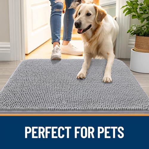 OLANLY Dog Door Mat for Muddy Paws 59x32, Super Absorbent Chenille Mud Mat - Image 6