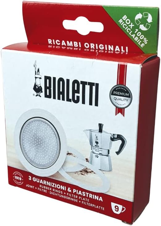 Bialetti BIA640310 Pack of 3 Gaskets + 1 Plate, Tz.9, Stainless Steel - Image 2