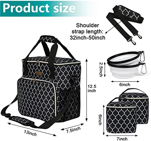 BAGLHER Dog Travel Bag, Pet Travel Bag (ALL Pet Travel Supplies), With 2 Pet Food Containers and 2 Collapsible Silicone Bowls; Essential Kits for Travel DLblack - Image 3