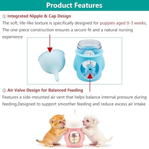Puppy Bottles for Nursing，Kitten Bottles for Nursing，Pet Feeding Bottle，(Yellow- 20ml) - Image 3
