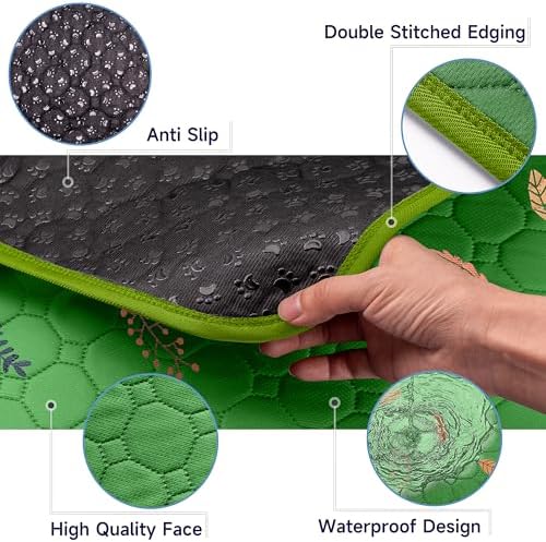 Sunheir 2-Pack Extra Large Reusable Dog Mat for Floor, Dog Playpen, Non-Slip Waterproof Super Absorbent Washable Pee Pads for Dogs, Pet Whelping Pads, Potty Training - Green, 36" x 41" - Image 4