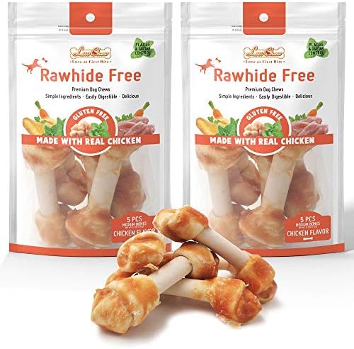 LuvChew Premium Dog Bones, Made with Real Chicken & Wholesome Vegetables, Rawhide Alternative, Medium 5pcs/Pack x 2packs by LuvChew