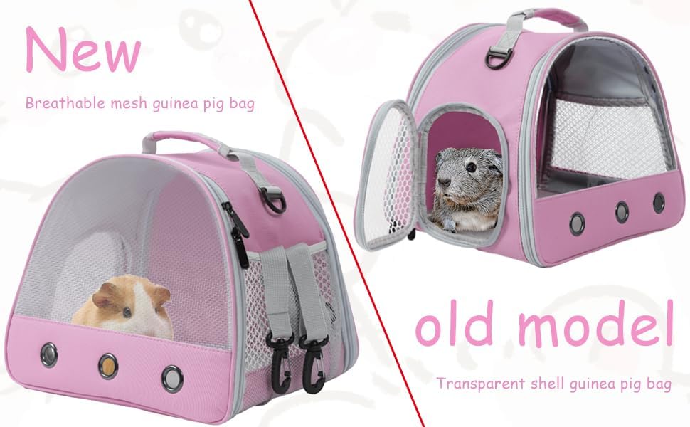Breathable Guinea Pig Carrier Backpack with Nylon Mesh Window Portable Carrier for Guinea Pig, Bunny Bearded Dragon Bird Chinchilla Ferret Travel Outdoor - Image 2
