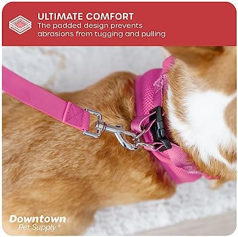 Downtown Pet Supply Step in Dog Harness No Pull, X-Large, Pink - Adjustable Harness with Padded Mesh Fabric and Reflective Trim - Buckle Strap Harness for Dogs - Image 6