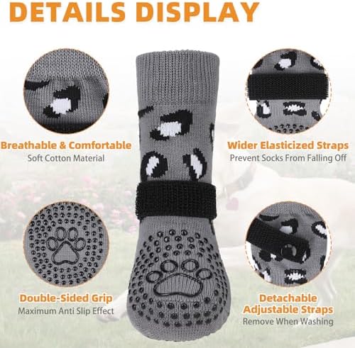 KOOLTAIL Anti Slip Dog Socks to Prevent Licking Paws,Dog Shoes for Hot Pavement & Hardwood Floors,Durable Soft Double Sided Grippy Socks for Small Medium Large Dogs, Traction Control for Senior Dogs - Image 2