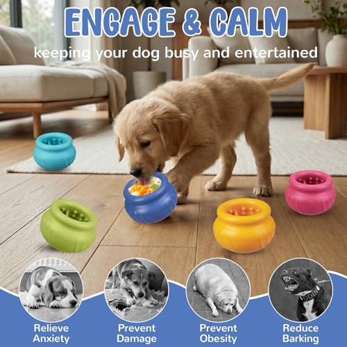 Wobbly Dog Enrichment Lick Toy, Stuffable Frozen Lick Bowl to Keep Dogs Busy, Long-Lasting Interactive Treat Dispensing Dog Toy, Silicone Fetch Catch Chew Toy(Dark Blue,S) - Image 5