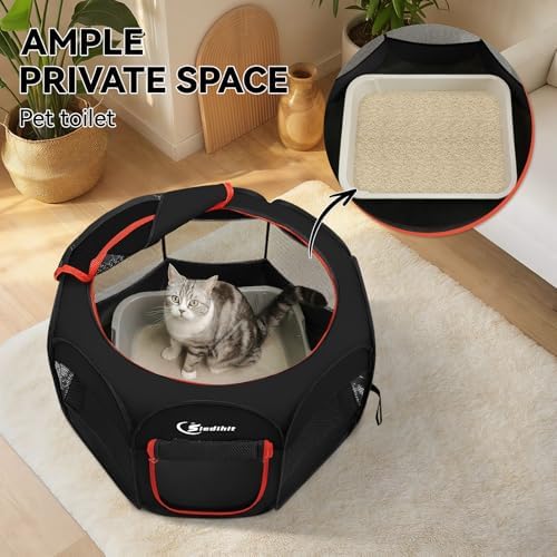 Siedihit Black Dog Cat Playpen, Puppy Pet Playpen Indoor for Small Dog - Image 6