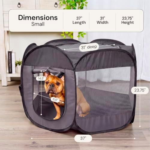 FurHaven Soft-Sided Dog & Cat Playpen, Portable Foldable Indoor & Outdoor Pet Playpen with Mesh Windows & Zippered Door, Gray, Small - Image 6