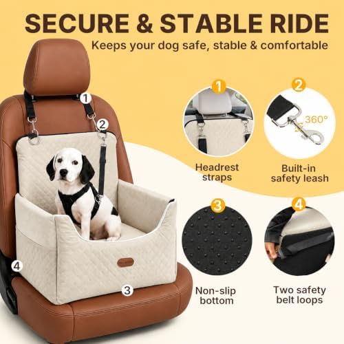 ALL GOOD PET SUPPLIES Dog Car Seat for Small/Medium Dogs Under 35lbs - Image 2