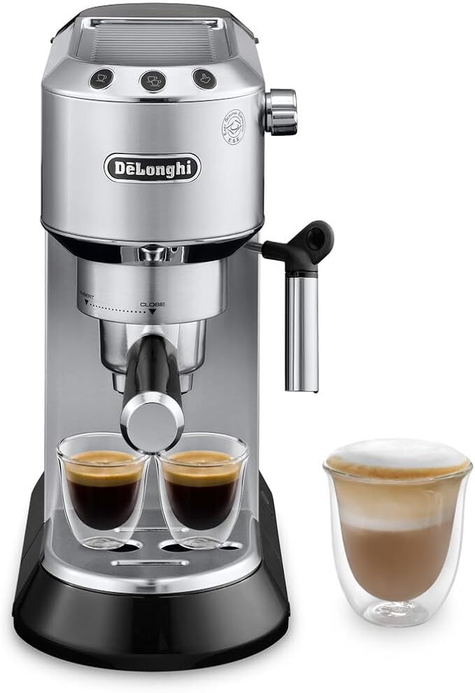 De'Longhi Dedica Espresso Machine, 15-Bar Pump, Frother, Stainless Steel | #1 Worldwide Espresso Machine Maker, Rapid Heat-Up, Frother, Compact Design, Easy to Clean by Unknown