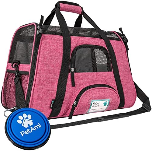 PetAmi Airline Approved Pet Carrier for Cats Small Dogs, Large Heather Pink by PetAmi