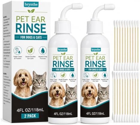 Brynthe Pet Ear Rinse, for Dogs and Cats, Gentle Cleaning Solution Washes Away Wax, Dirt & Debris, Easy-Apply Liquid Formula for Routine Ear Grooming，1pc by Unknown