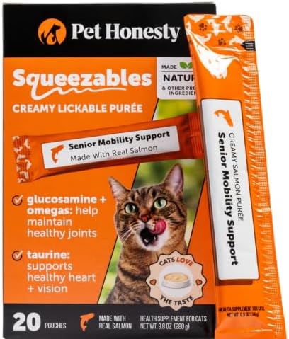 Pet Honesty Vet Backed Cat Joint Supplement Lickable Puree, Salmon, 20 Ct by PetHonesty