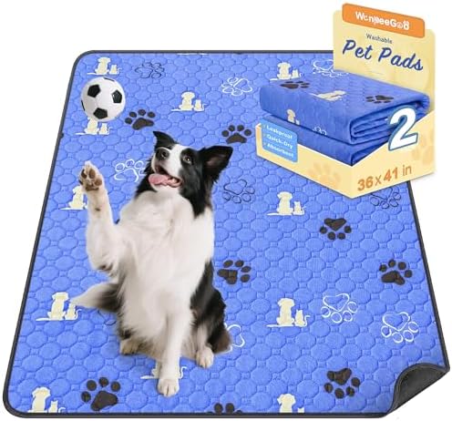 WanpeeGoo Washable Pee Pads for Dogs, Waterproof, 36 x 41 in, 2 Pack, Blue by WanpeeGoo