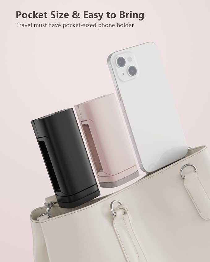 MiiKARE Travel Essentials Airplane Phone Holder, Universal Handsfree Phone Mount for Flying with 360 Degree Rotation, Travel Must Haves Phone Stand for Desk, Tray Table, Black&Pink - Image 6