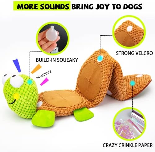 lilfrd Dog Puzzle Enrichment Toy, Squeaky Crinkle Plush Turtle Puppy Toy - Image 3