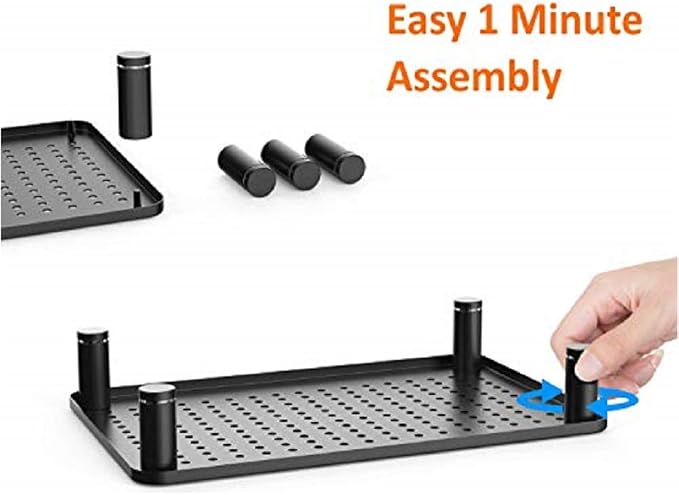 Husky Mounts 2-Pack Monitor Riser Laptop Stand, Adjustable Legs, Stackable, 14.5 x 9.25 x 3.125 Inches Max Height, Matte Black Steel-Black. - Image 4