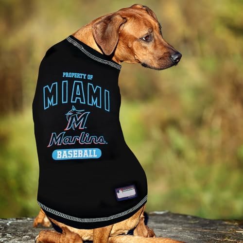 MLB Miami Marlins Dog T-Shirt Small. - Licensed Shirt for Pets Team Colored with Team Logos- Premium Stretchable Materials for The Comfort of Your Dog & Cat - Image 4