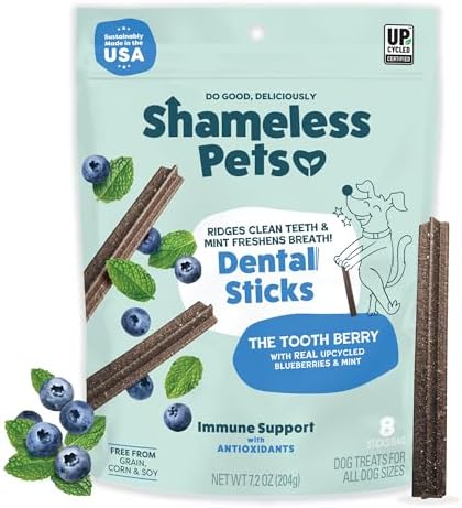 Shameless Pets Blueberry & Mint Dental Chews for Dogs, 8 Chews by SHAMELESSPETS