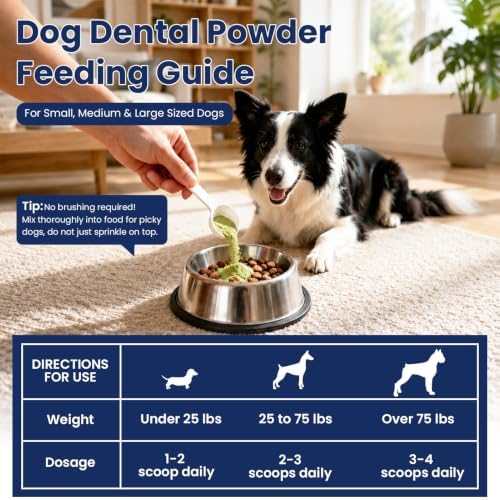 Dental Powder for Dogs Teeth Fresh Breath and Teeth Cleaning Contains Natural Ingredients and Probiotics Dental Powder Dog Tartar and Plaque Removes Tooth Cleaner for Dogs 120g (60-Day Supply) - Image 6