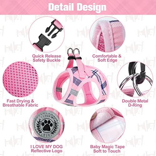 BEAUTYZOO Small Dog Harness and Leash Set, No Pull Puppy Pet Vest- Pink,XXS - Image 3