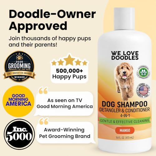 Dog Shampoo, Conditioner & Detangler, Hypoallergenic, Tearless, Mango, 16OZ - Image 6