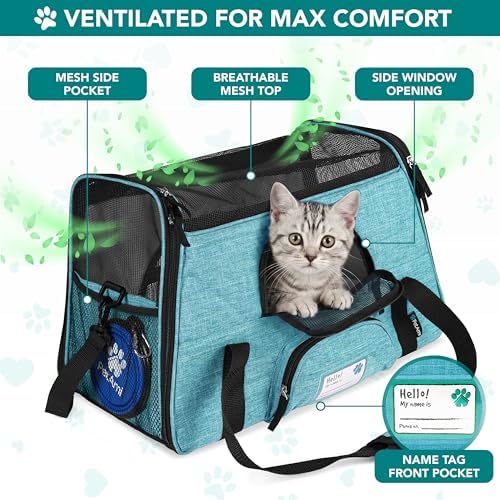 PetAmi Airline Approved Pet Carrier for Cats Small Dogs, Large Heather Blue - Image 3