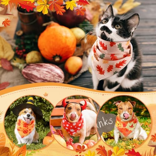 Weewooday 50 Pcs Fall Thanksgiving Dog Bandanas Bulk, Small Pets Charm - Image 6