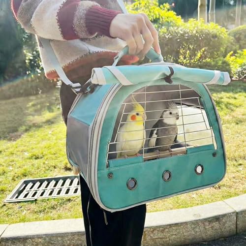 Bird Travel Carrier Cage, with Stainless Steel Metal Window and Wood Perch, Portable Bag for Cockatiel Parakeet Conure Green Cheek Budgie (Black, Steel Window) - Image 6