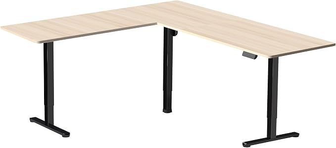 VIVO Light Wood 84 x 63 in Corner Standing Desk, DESK-E3CTBC-84 | Electric, Large Reversible L-Shaped Table, Sit Stand Height Adjustable, Memory Controller, Office Furniture Sets, Black Frame - Image 9