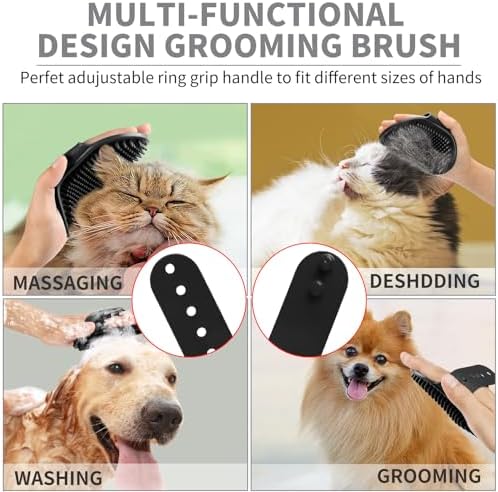 Comotech 6PCS Dog Bath Brush & Dog Toothbrush | Adjustable Handle Shampoo Brush & Scrubber for Short & Long Haired Dogs & Cats | Effectively Solve Odor & Stain Removal Problems (Black Gray Blue) - Image 5