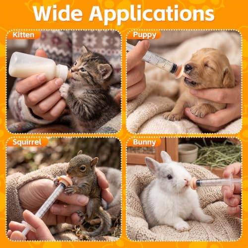 Pet Nursing Kit, Silicone Pet Feeding Set with Bottle Liquid Syringes Nursing Nipples Formula Dispenser, Pet Feeding Supplies for Newborn Puppies Kitten Small Animals - Image 7